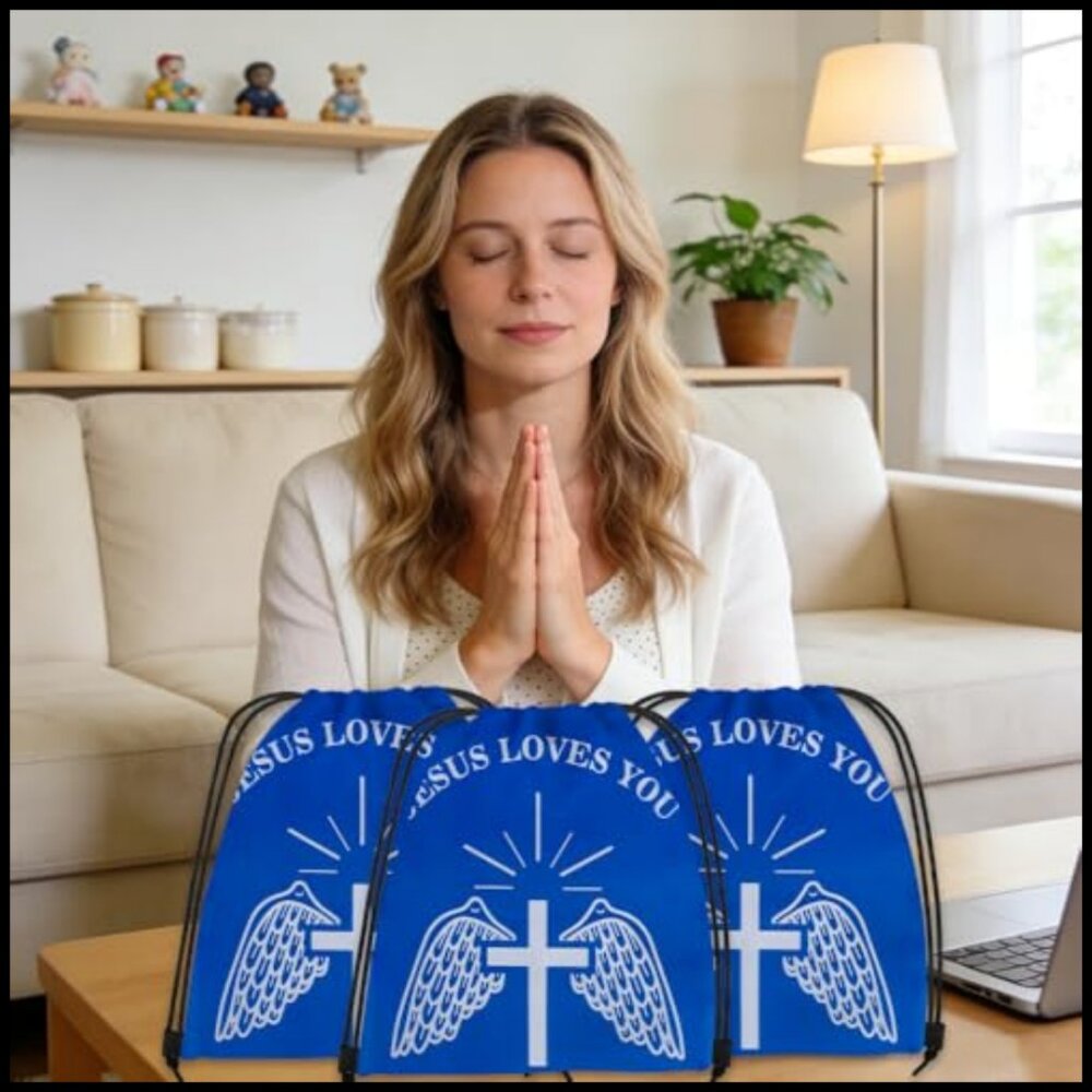 Drawstring Backpack Set Religious Christian Party… - image 5